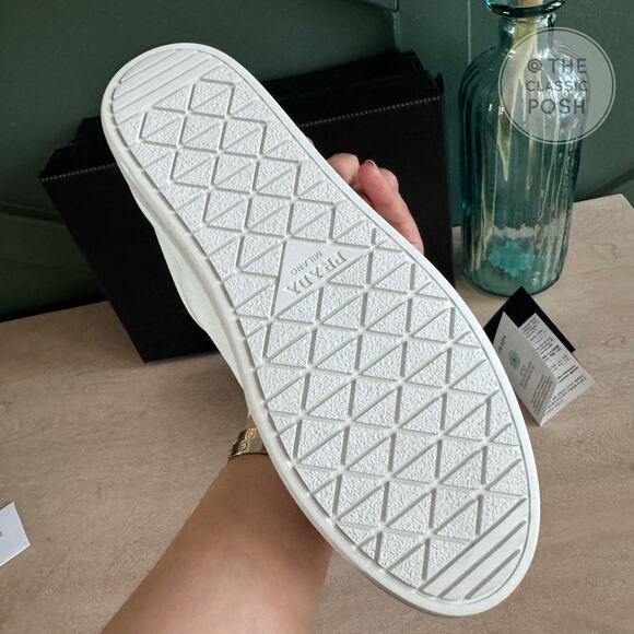 NEW Prada  Nappa Re Nylon White Sneakers Low Top Sz 35 - Picture 2 of 7